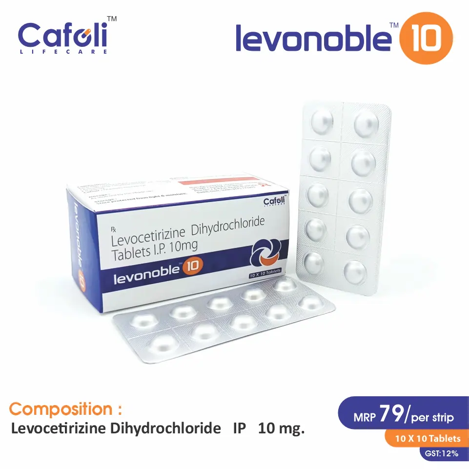 Levocetirizine (10mg) Tablet at Best Price in PCD Pharma Franchise for Antihistamine and Allergy Relief.